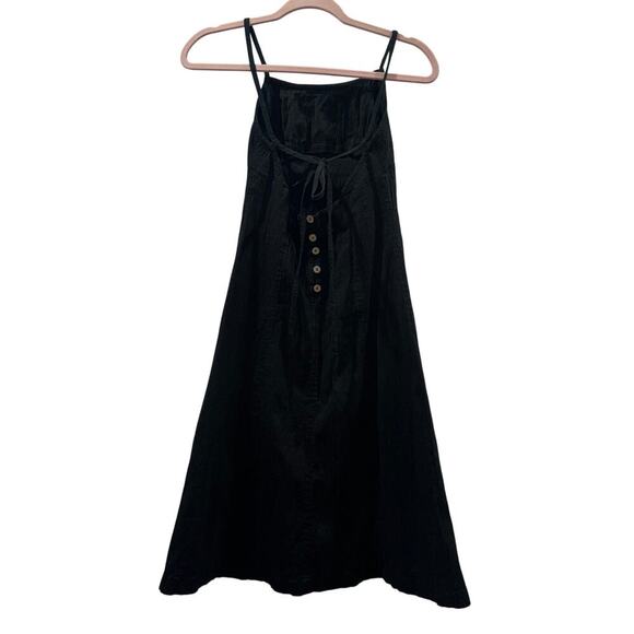 Free People Black Midi Dress Size Small | Button Back Tie Straps - Picture 3 of 15